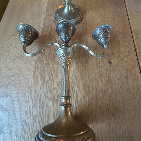 Vintage Brass Art Nouveau Style Candelabra Set 2 - Picture 7 of 16